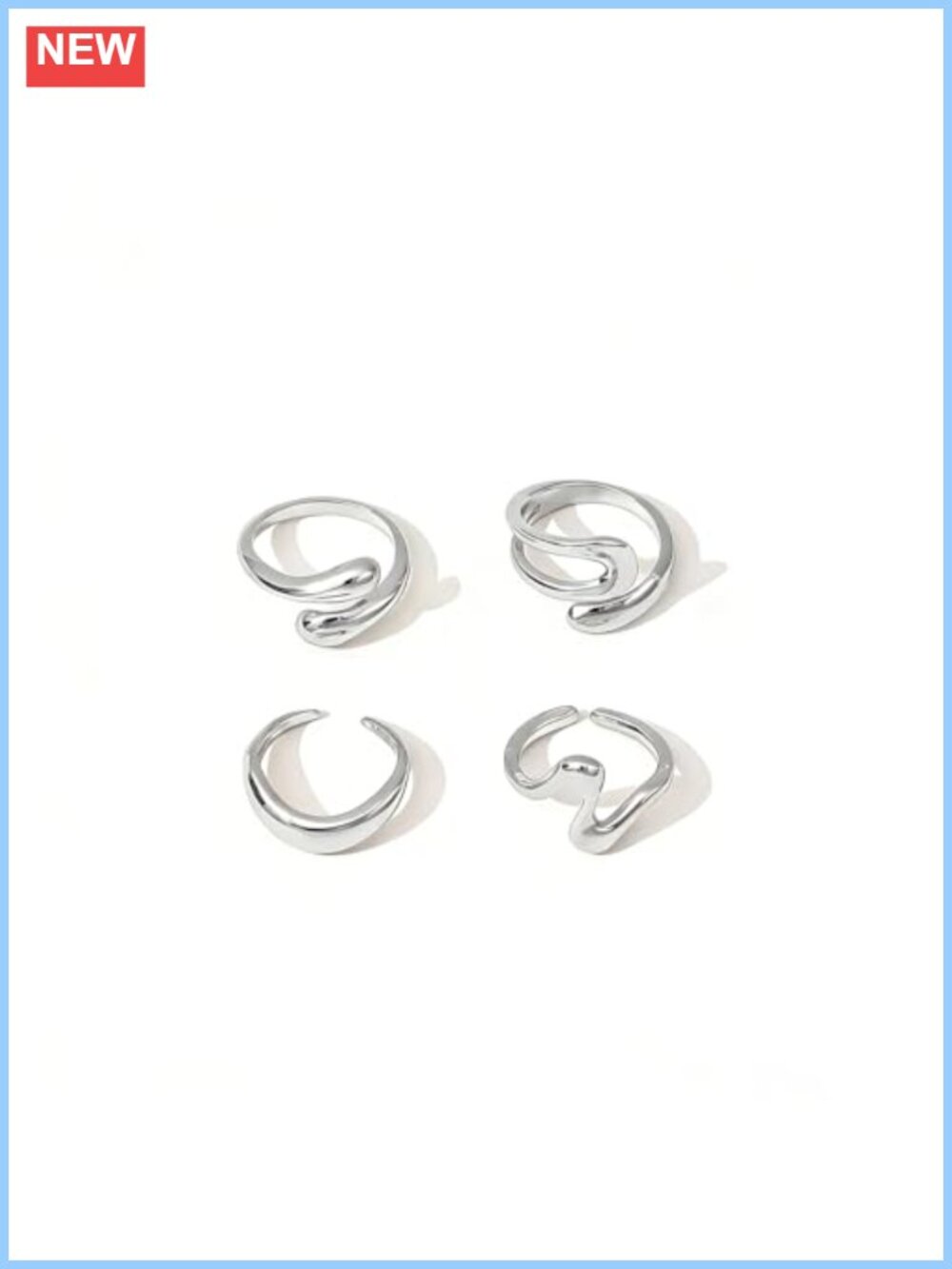 Chunky Statement Rings Set Adjustable Stackable Copper Alloy Women Jewelry